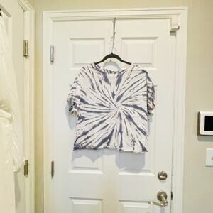 Ne !Cropped Cotton Grey Tie-Dye Crop Tee Size Medium